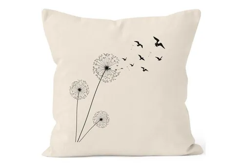 Autiga Dekokissen Kissenbezug Kissen-Hülle Pusteblume Birds Dandelion Vögel 40x40 Baumwolle Autiga