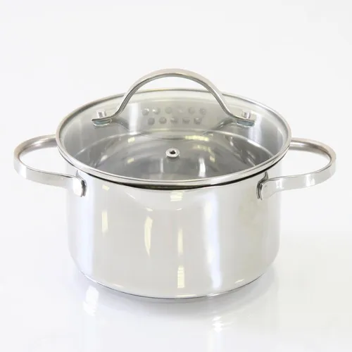 PADO Edelstahl Kochtopf 16 cm - Kochtopf aus hochwertigem Edelstahl mit 1,5 Litern Fassungsvermögen, geeignet für alle Herdarten und ideal für kleine Portionen.