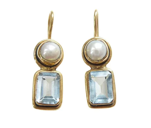 Mugello Paar Ohrhänger Dante mit Topas und Süßwasserperle von Mugello