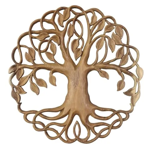 Oriental Galerie Lebensbaum Wandbild Wanddeko Mandala Zeichen Wandrelief Symbol Mythologie Deko Holz Natur 30 cm