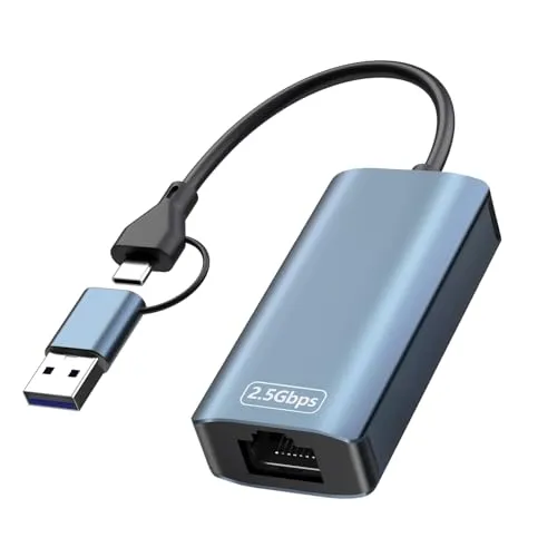 Obllemn 2 IN 1 USB-C Ethernet, 2.5G USB LAN Adapter, Ethernet Verkabelter Netzwerkadapter 100/1000/2500Mbps, LAN Adapter für iPhone, iPad, MacBook, Laptop