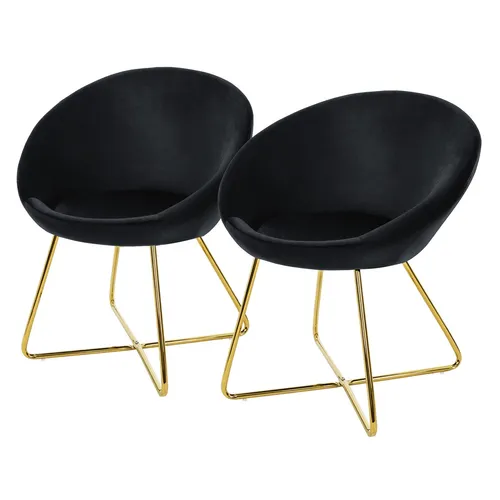 ML-DESIGN Samtstuhl 2er Set mit goldenen Metallbeinen