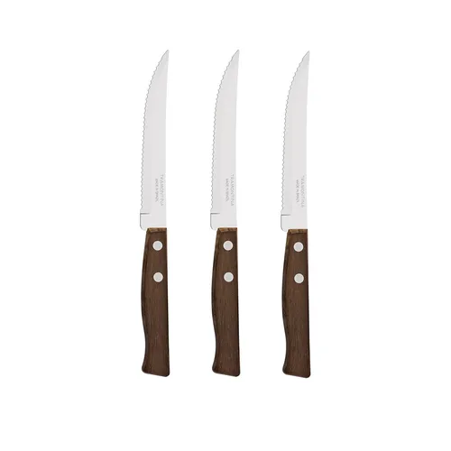 Steakmesser Set TRADICIONAL 3 Stück mit edlen Naturholz-Griffen rostfreier Ed...