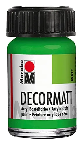 Marabu 14010039066 - Decormatt Acryl Gelbgrün 066, 15 ml, samtmatte Acrylfarbe auf Wasserbasis, cremig und farbintensiv, speichelfest, wetterfest, zum freien Malen und Schablonieren