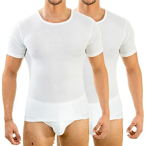 HERMKO 63840 2er Pack Herren Funktionsunterwäsche Shirt mit 1/4 Arm, Rundhals (Weitere Farben), Größe:D 12 = EU 6XL, Farbe:weiß