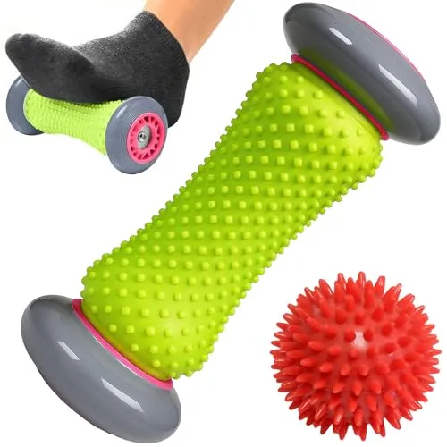 ROMIX Fußmassagerolle – Fussroller Massageroller für Plantarfasziitis & Fußmassage, Reflexzonen-Therapie, Igelball -Massage, Stressabbau, rutschfeste Gummi Massagerolle für tiefe Muskelentspannung