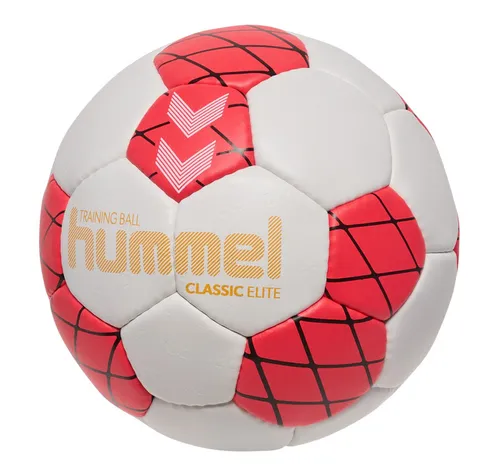 Hummel Handball Classic Elite HB Größe 2, weiß/rot - Handball für Damen und Jugend, handvernäht mit strapazierfähigem Obermaterial. Ausgezeichneter Grip und zusätzliche Sprungkraft durch gewickelte Latexblase.