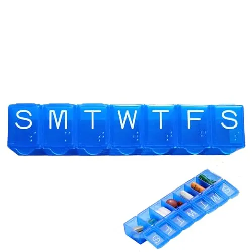 Blau Tablettenbox 7 Tage,Pillenbox 7 Tage,Tablettenbox Morgens Mittags Abends,Unterwegs Pillendose Tablettendose,Tabletten Organizer,Kleine Eicht Wochenbox Pillenbox,für Medikamente Aufzubewahren