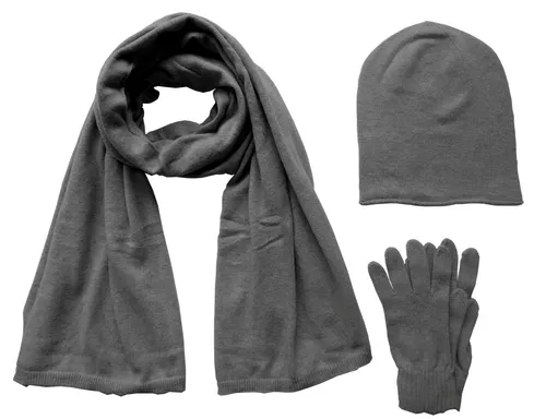 Kaschmir Beanie Mütze & XXL Schal & Handschuhe in grau von Mississhop