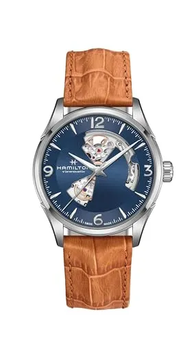 Hamilton Jazzmaster Open Heart H32705541 Herren Automatikuhr - Armbanduhren für Herren mit durchbrochenem Ziffernblatt, das einen faszinierenden Blick auf das Uhrwerk gewährt.