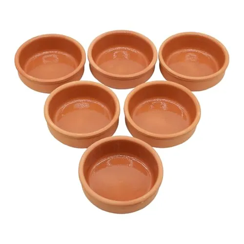 Produktbild NORDIC SCHILLER Tonschüsseln, 250ml, 6er-Set, Handgefertigtes Terrakotta-Kochgeschirr, Braune Glasierte Tonschale für Ofengerichte Sütlaç und Güveç, Ideal für Servieren und Kochen