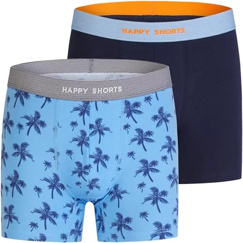 Happy Shorts 2 Jersey Trunk Herren Boxershorts Pant Palme Navy, Farbe:Palme Navy, Grösse:L