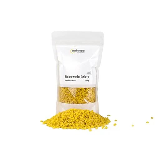 Wachsmann 100% reines Bienenwachs, 250 g Pastillen für Natur-Kosmetik, Kerzen, Bienenwachstücher - deutsche Qualität