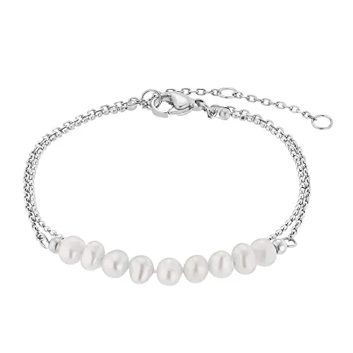 Heideman Armband Jolie Damen - Elegantes Armband aus hochwertigem silberfarbenem Edelstahl mit Perlen-Elementen, ideal für Allergiker und perfekt für jeden Anlass.