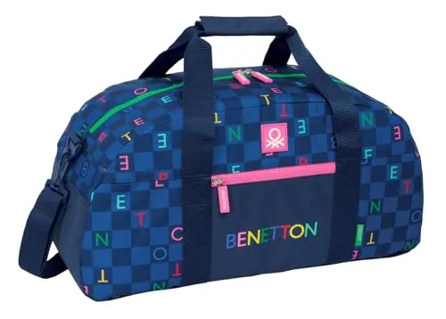 Safta Benetton Damero Sporttasche, ideal für Kinder verschiedener Altersgruppen, bequem und vielseitig, Qualität und Widerstandsfähigkeit, 50 x 26 x 20 cm, Marineblau, M, Casual