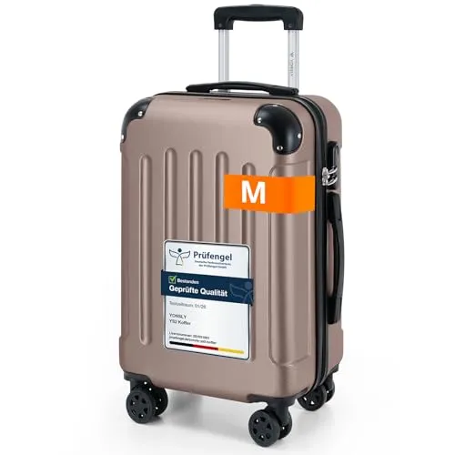 YONSLY Gepäck Suitcase Reisekoffer M, Champagner