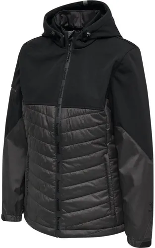 Hummel hmlNORTH HYBRID JACKET WOMAN - Schwarz/Asphalt - 2XL - Funktionsjacke für Damen mit WP3000 Wasserbeständigkeit, ideal für herbstliche Wetterbedingungen, bietet Wärme und Schutz durch Steppung und Kordelzug.