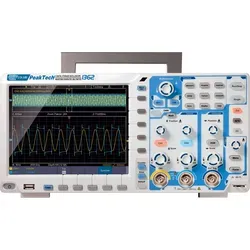 PEAKTECH 1362 Digital-Speicher-Oszilloskop 200 MHz - Hochmodernes 2-Kanal Oszilloskop mit 200 MHz Bandbreite und Touchscreen. Ideal für Elektrotechnik und Forschung, ausgestattet mit integriertem Digitalmultimeter und vielseitigen Schnittstellen für einfache Nutzung.