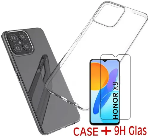 Transparent Hülle Silikon Tasche Case +9H Schutzglas für Honor X8 (nicht für 5G)