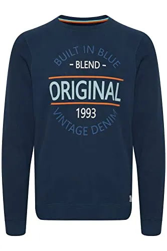 Blend BHSweatshirt Herren Sweatshirt Pullover Pulli mit Rundhalsausschnitt aus 100% Baumwolle, Größe:XXL, Farbe:Dress Blues (194024)