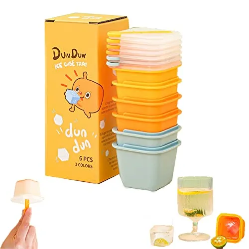 Große Quadratische Eiswürfelformen,6 Stück Große Eiswürfelform mit Deckel,Stapelbare Eiswürfelschalen,Plastik Eiswuerfel Form Eiswuerfelbehaelte Mit Eisstielen Für Bier,Cocktails,Whisky