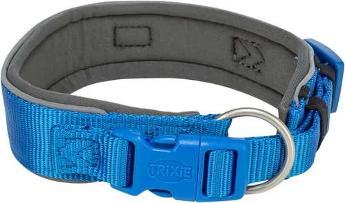 TRIXIE Hunde-Halsband Premium Halsband, extra breit - royalblau/grafit - 27–35 cm/25 mm, Gurtband
