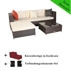 Poly Rattan Gartenmöbel Barcelona - Mix-Braun Lounge Set - Loungemöbel & Sitzgruppen aus hochwertigem Polyrattan, wetterfest und ideal für entspannte Stunden im Garten oder auf der Terrasse.