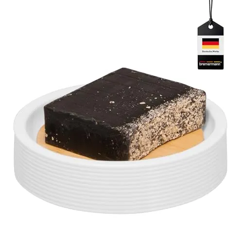 bremermann Seifenschale Segno aus Bambus und Kunststoff // Seifenhalter für Stückseife (Weiß)