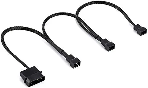 POPPSTAR Lüfter Verteilerkabel 12V (20-20-20cm Molex Stecker (m) auf 3x 2-Pin Stecker (m), zum Anschluss von Prozessor- und Gehäuselüftern an ein Netzteil