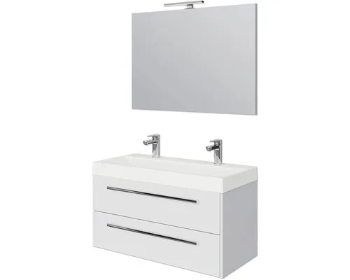 Pelipal Badmöbel-Set Milano BxHxT 100 x 200 x 45 cm Frontfarbe weiß hochglanz mi