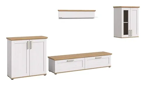 xonox.home Wohnzimmer Verona 4tlg. Set - Moderne Wohnwand in Sibiu Lärche Nb. mit praktischem Stauraum und zeitlosem Design für einen stilvollen Wohnbereich. FSC-zertifizierte Qualität für nachhaltige Möbel.