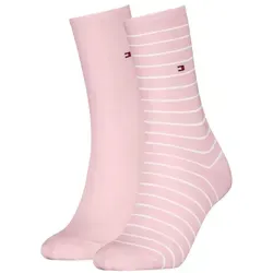 Tommy Hilfiger Socken TH WOMEN SOCK 2P SMALL STRIPE (2-Paar, 2 Paar) mit schmalem Rippenbündchen, meliert, gestreift rosa 39-42
