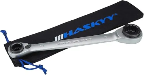 HASKYY Ratschenschlüssel 4 in 1 umschaltbar I 10x13x17x19 I Doppel-Ratschenringschlüssel AUSWAHL (2)