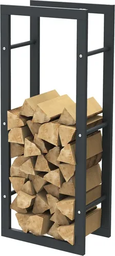 Schwarze Stahl Holzablage 100x40x25 cm für Kaminholz