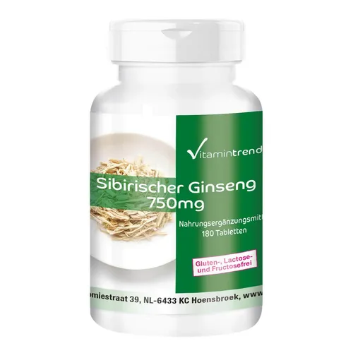 Sibirischer Ginseng 750 mg - 180 Tabletten Taigawurzel, VEGAN | Vitamintrend