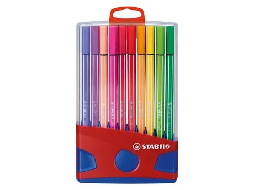 STABILO Pen 68 Filzstift - 20er ColorParade in rot + blau - Schreibutensilien für kreative Köpfe: Der STABILO Pen 68 bietet eine robuste Spitze für kräftige Linien und bleibt 24 Stunden ohne Kappe feucht. Perfekt für Bullet Journaling, Sketchnotes und mehr!
