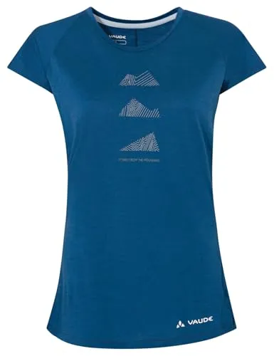 Women's Tekoa Wool T-Shirt - Damen Merino T-Shirt für den Bergsport, angenehm weich, wärme- und feuchtigkeitsregulierend, geruchshemmend mit stylischem Druck auf der Vorderseite.