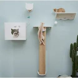 CatS Design Katzen Kletterwand Set XXL - Stabiler Wandkratzbaum T1 - Individuelle Katzenmöbel für die Wand, 4-teiliges Set mit stabilen Elementen zum Spielen, Schlafen und Kratzen. Hochwertige Materialien garantieren Langlebigkeit und einfache Montage.