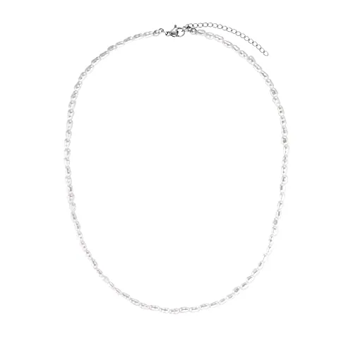 Heideman Halskette Aaron Herren aus Edelstahl silber oder gold farbend Kette für Männer mit Perle weiß Perlenkette