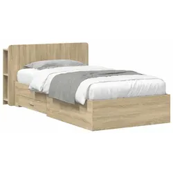 furnicato Bettgestell 95 x 211,5 x 80 cm Sonoma-Eiche mit Stauraum