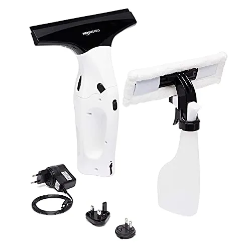 Amazon Basics Fensterstaubsauger-Set mit wiederaufladbarer Lithiumbatterie, für Fenster, Fliesen, Spiegel und Duschschwände, EU-/UK-/US-/JP-Stecker enthalten, 2 stück