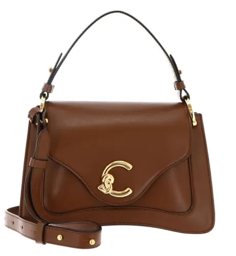 Coccinelle C-Me Calf Henkeltasche - Elegante cognac Handtasche - Handtaschen aus hochwertigem Kalbsleder mit elegantem Faltenbalg-Design. Vielseitig tragbar mit abnehmbarem Schulterriemen – ideal für jeden Anlass.