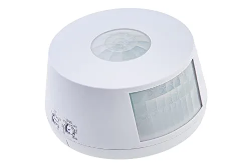 HUBER Motion 35 Präsenzmelder 360° für Innenbereich, Bewegungsmelder Deckenmontage mit 3 Sensoren für Flur und Gang I 230V, LED geeignet, 3 Draht