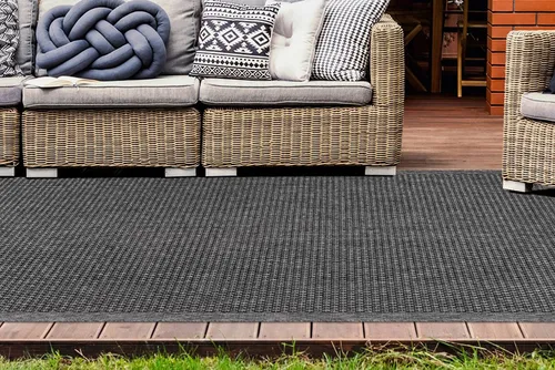 LALEE Läufer Sunset 607, rechteckig, 5 mm Höhe - Kurzflor-Läufer, ideal für Innen- und Außenbereiche, pflegeleicht und wetterfest mit trendigem Flechtdesign für mediterrane Akzente.