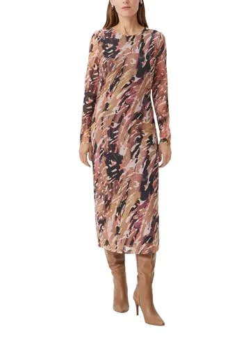 comma Maxi-Kleid mit U-Boot-Ausschnitt - Freizeitkleider für Damen, lange Ärmel in semitransparenter Optik mit elegantem Allover Print und raffiniertem Detail.