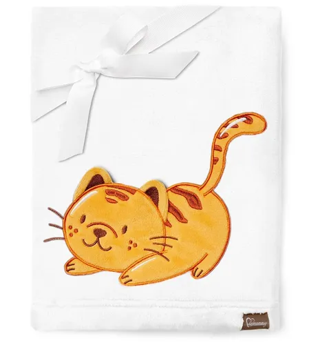 Be Mammy Warme Kuscheldecke Babydecke Blanket Baby Geschenk BE20-168 (Weiß - Katze)