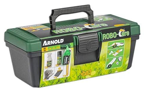 ARNOLD RoboCare AR50 Pflegeset für Mähroboter und Rasenmäher - Mähroboterzubehör, 5-teiliges Pflegeset mit praktischer Aufbewahrungsbox für eine einfache und effiziente Pflege Ihrer Geräte.