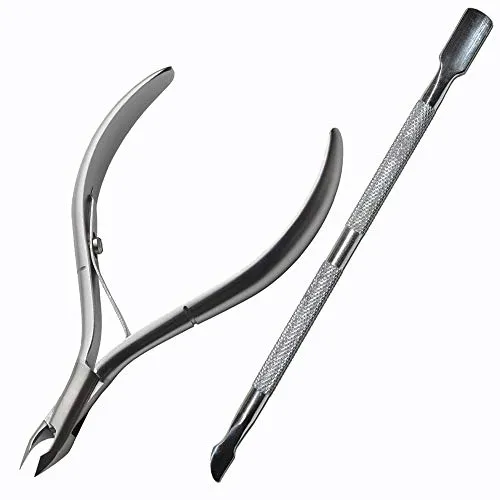 Longivia® Nagelhautentferner Set Nagelhautzange Professioneller Longivia® aus Edelstahl Pusher und Cuticle Nipper Cutter Nagelhaut Nagelhautschneider Neonail Nagelhautschere Nagelhautknipser