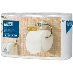 Tork Kleinrollen Toilettenpapier T4 Premium, 4-lagig, weiß 110405 , 1 Packung = 6 Rollen, 1 Rolle = 150 Blatt