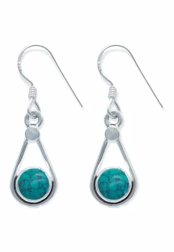 Ohrringe 925 Silber Türkis Edelstein Ohrhänger echt Silber Damen Sterling Silber Hänger Geschenk (MOH-152-15)